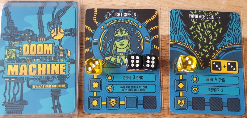 Two sixes assigned to the Thought Siphon machine card, this card only accepts both those values to deal one damage to it