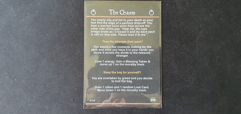 Example of a morality impacting plot card